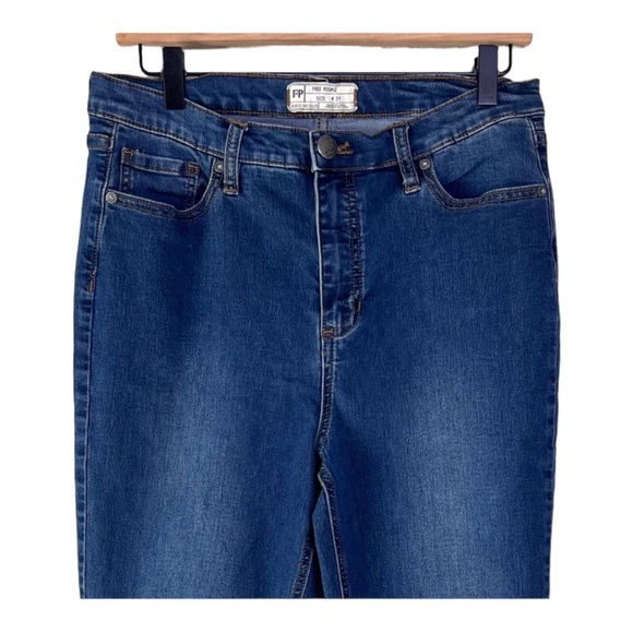 Free People Dark Denim High Waist High Rise Straight Leg Jeans Size 31 - Picture 5 of 15